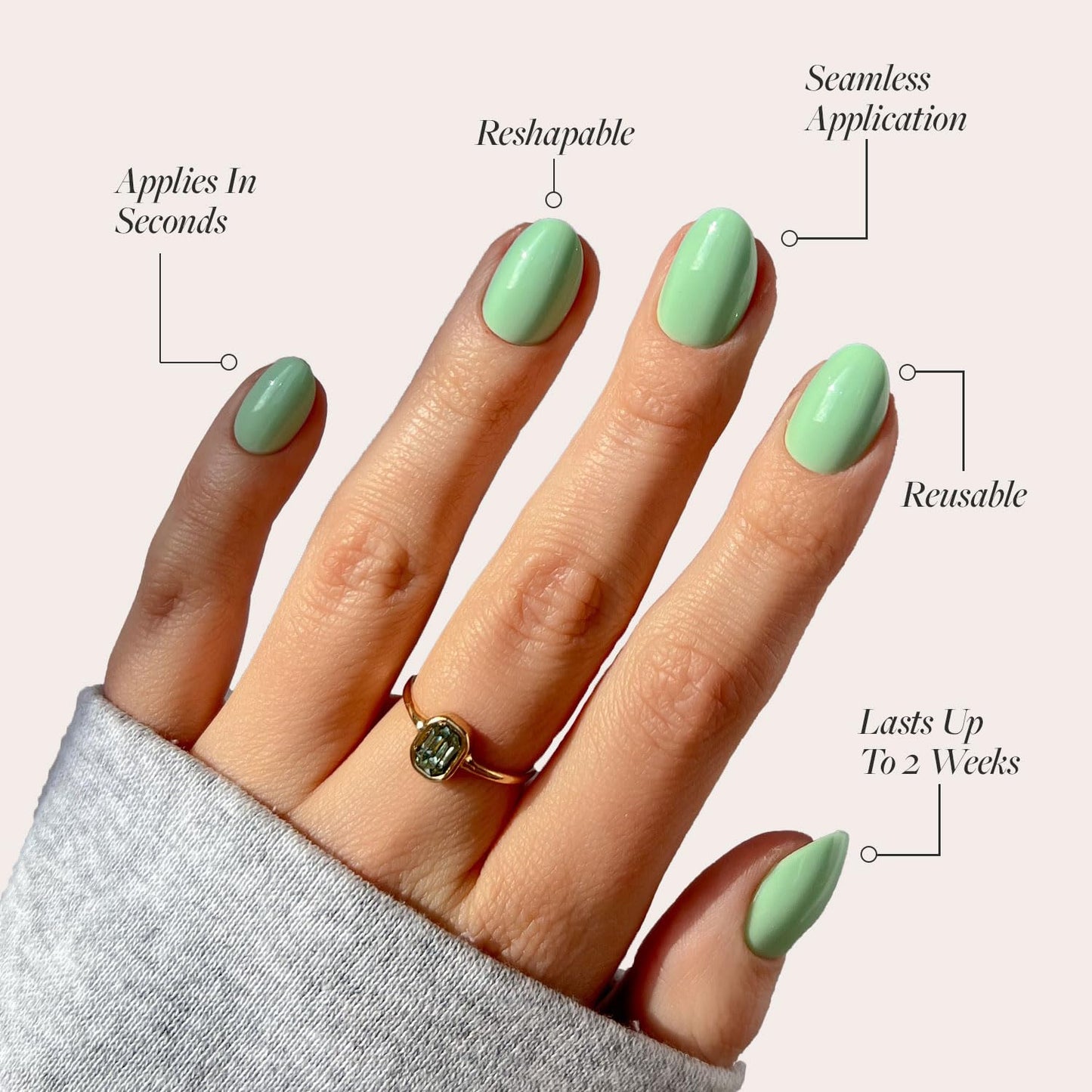 Glamnetic Press-On Nails Bundle - Mint Green & Midnight Blue | Pastel Green Short Oval Fake Nails | Dark Navy Blue Short Almond False Nails | Reusable, Salon-Quality Nail Kits