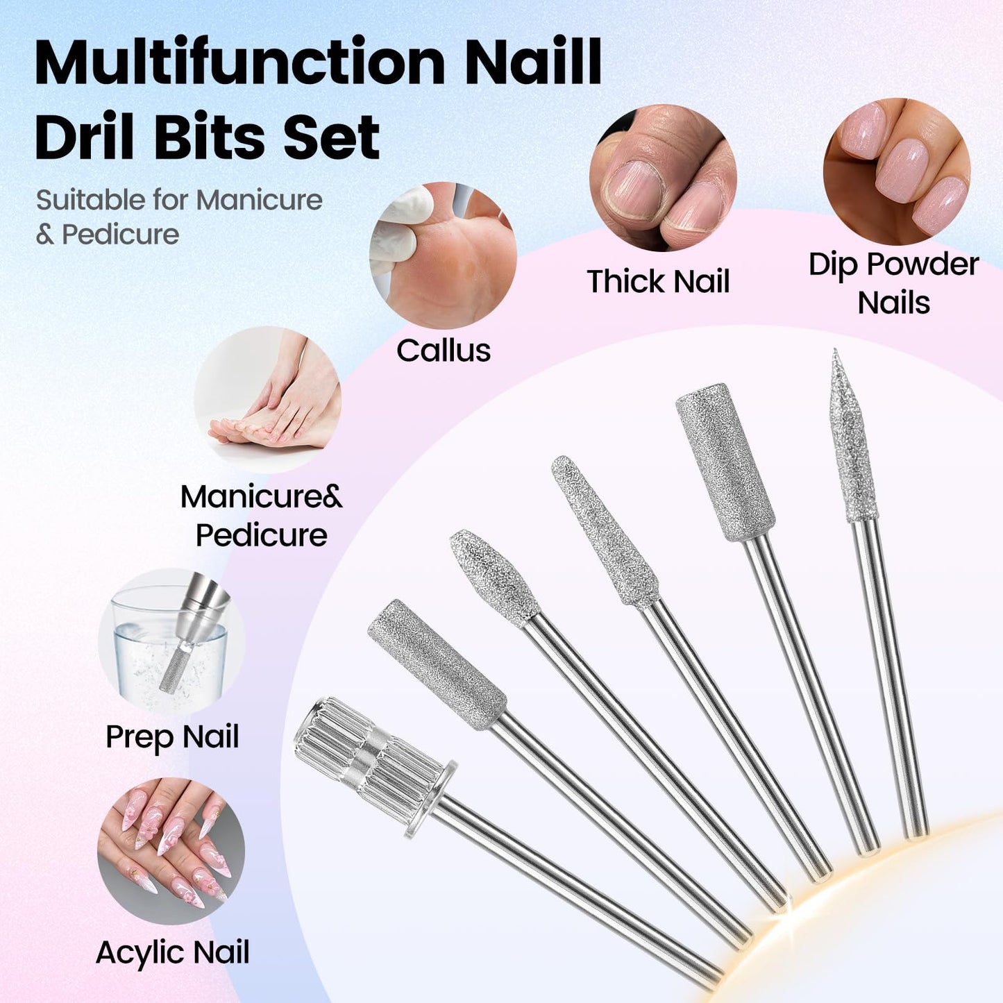 YSC Electric Nail Drill - 45000RPM Rechargeable Efile with Coreless Motor, Waterproof Nail Drill for Acrylic Nails, Portable Efile Kit for Home Salon Manicure Pedicure, Low Noise & Vibration Pink