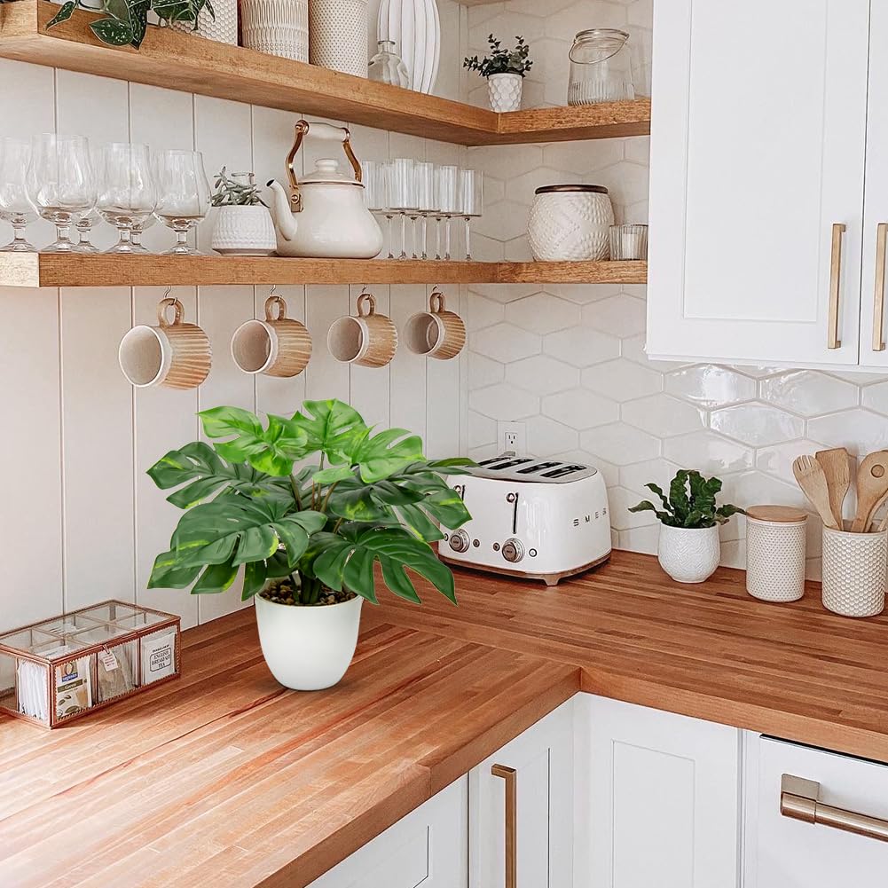 Hollyone Artificial Monstera Plant Faux Monstera Deliciosa Plant Potted Fake Tropical Plants in Pot for Indoor Outdoor Home Decoration