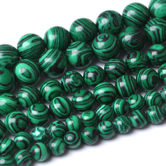 90PCS 4MM Green Malachite Stone Beads Natural Gemstone Round Stone Beads for Jewelry Making DIY Healing Power Bracelet 15"
