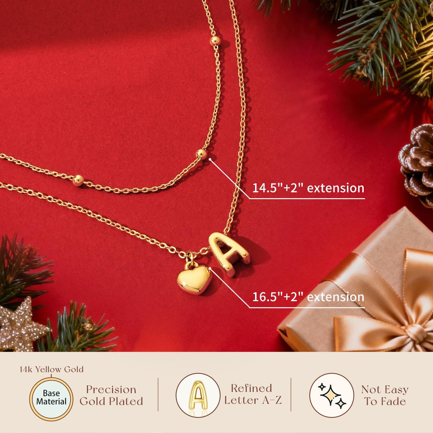 adoyi Gold Heart Initial Necklaces for Women Hers Dainty 14K Gold Plated Heart Layered Letter C Pendant Necklace Stack Trendy Jewelry Birthday Valentines Gifts for Women Jewelry