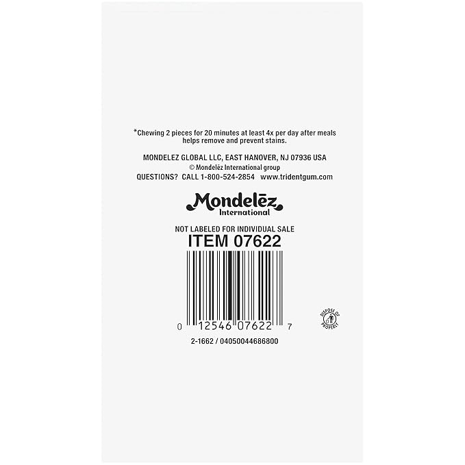 Trident White Wintergreen Sugar-Free Chewing Gum, 9 Packs of 16 Pieces (144 Total Pieces)
