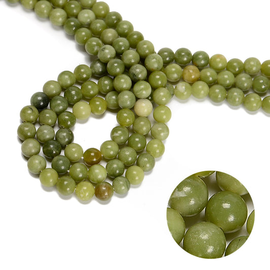 65Pcs 6mm Green Jade Natural Round Loose Real Stone Beads Gemstone Genuine for DIY Hand Made Craft Jewelry Bracelet Earring Necklace String Making Energy Healing Power
