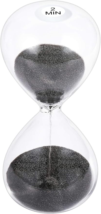 SuLiao Sand Timer 2 Minute Hourglass: 5.1 Inch Black Sand Clock, Large Sand Watch 2 Min, Colorful Hour Glass Sandglass for Kids, Classroom, Home, Desk, Office Decorative
