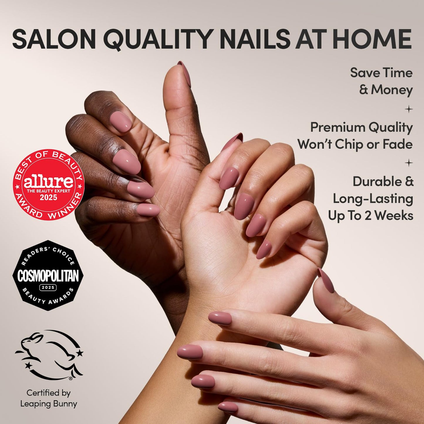 Glamnetic Press-On Nails Bundle - Mauve Wife & Fall Mauve | 2 Muted Purple Fake Nails in Medium Almond & Short Oval | Durable, Salon-Quality Nail Kits