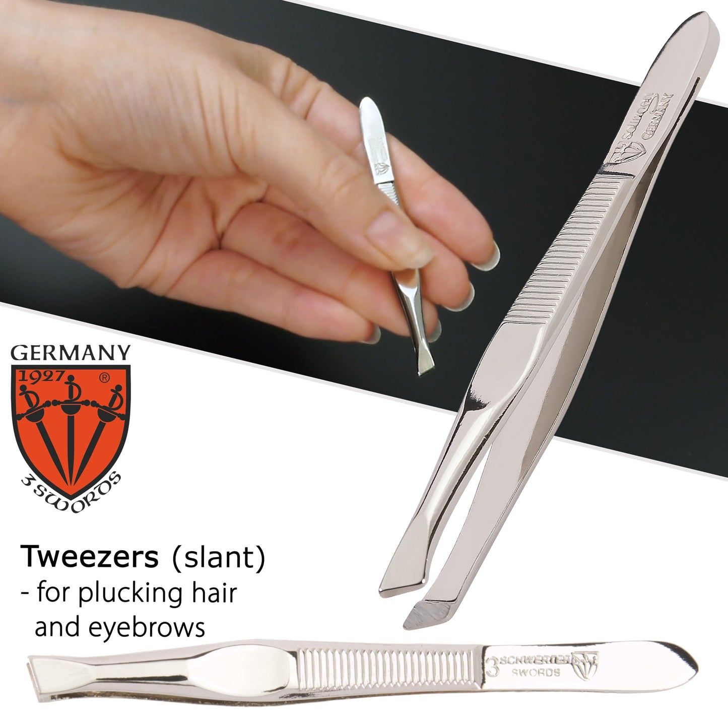 3 Swords Germany - brand quality 3 piece manicure pedicure grooming kit set for professional finger & toe nail care scissors file genuine leather case in gift box, Made in Solingen Germany (03737)