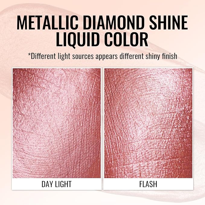 Oulac Pink Metallic Lipstick for Women, Rose Pink Lip Gloss, Lip & Eye 2 IN 1 Lip Makeup, Long Lasting Waterproof, High Impact Lip Color, Oil-Based Formula, Transfer Proof, Vegan MD04