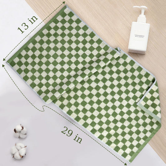 Jacquotha Hand Towels for Bathroom 4 Pack, Cotton Soft Absorbent for Face Spa Bath Gym Kitchen, Hand Towel Set Decorative Checkered, 13 x 29 Inches, 4 Colors
