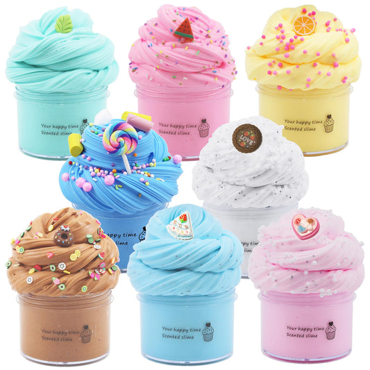 8 Pack Butter Slime Kit for Girls,Party Favors Stretchy and Non-Sticky, Stress Relief Toy for Boys,Soft DIY Slime for Kids