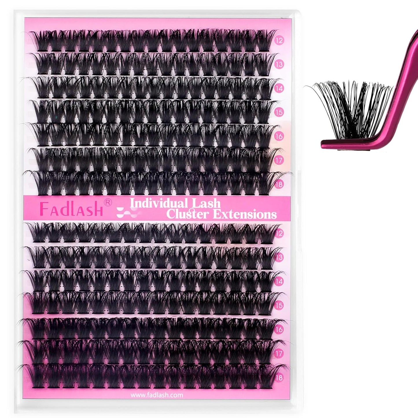 FADLASH Cluster Lashes D Curl Wispy Individual Lashes DIY Eyelash Extension Natural Look Reusable Fluffy Cluster Eyelash Extensions Self Application At Home (80D+100D-0.07D-12-18MIX)