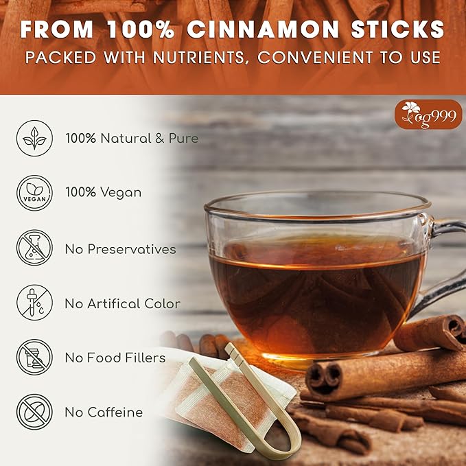 TOG999, Premium 200 Tea Bags - Special Cinnamon Tea, 100% Natural & Pure, Herbal Tea. Cinnamon Stick Herbal Spice