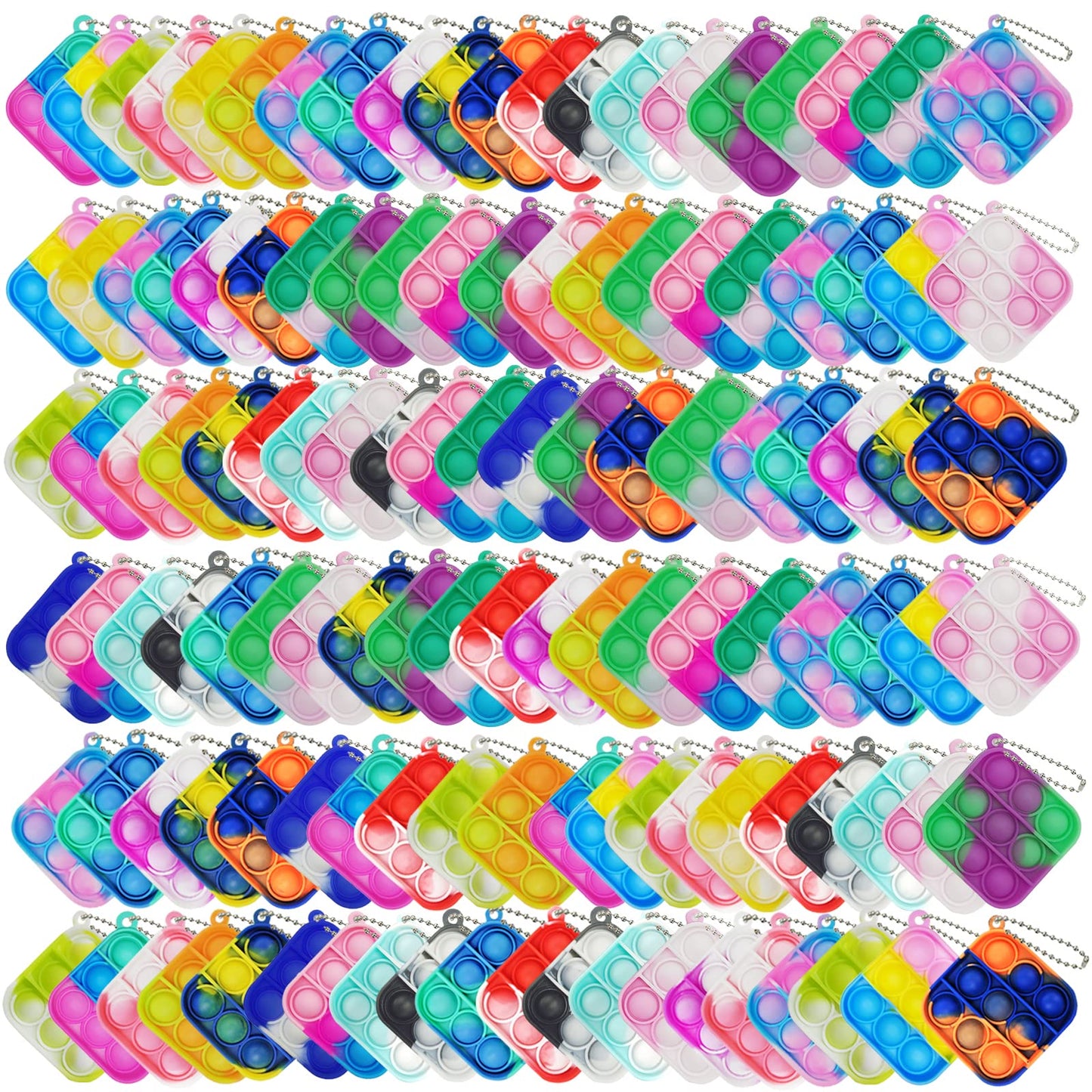 120 Pcs Mini Pop Bubble Fidget Toys for Party Favors, Small Silicone Pop Keychain Bulk for ClassroomC Prizes,Goodie Bag Stuffers Christmas Valentine Gifts for Kid Student