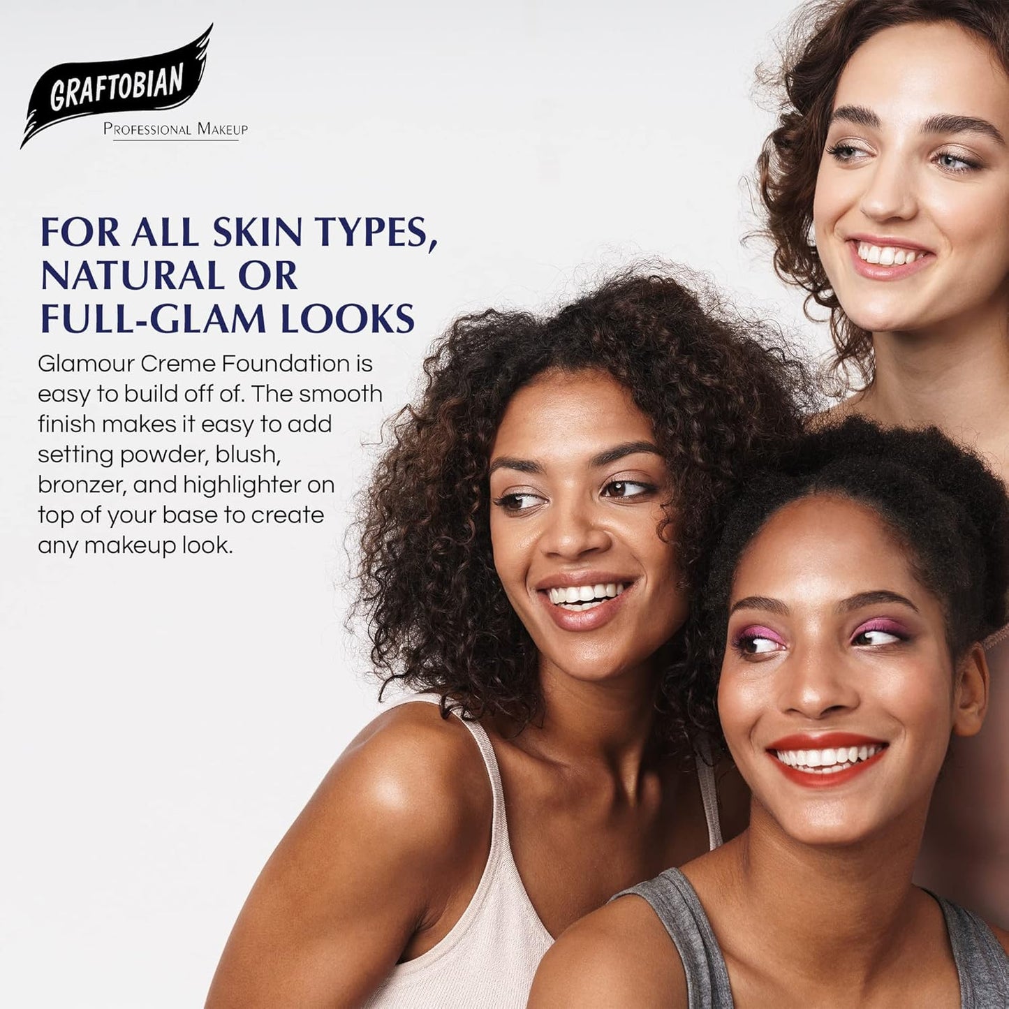 Graftobian HD Glamour Crème Foundation 1/2oz, Weightless Full Coverage Makeup, 65 Inclusive Shades, For All Skin Types, Natural or Full-Glam Looks, For Professionals and Beginners, Autumn Breeze
