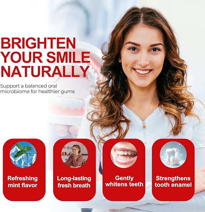 2PCS SP 6 Toothpaste for Teeth Brightening & Fresh Breath, 6 Probiotics Formula for Gum Health, Fluoride-Free, Mint Fresh Flavor, 4.9 oz (3, Mint)