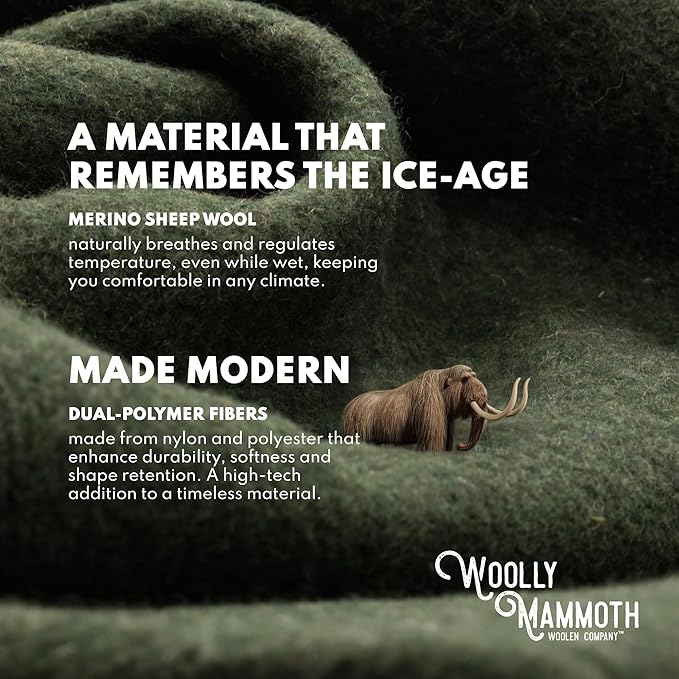 Woolly Mammoth Wool Blanket - 50% Wool, Warm Thick Travel & Outdoor Cover - Machine-Washable Winter Throw (85 x 47 in, Grey/White/Red)
