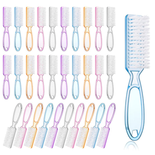 50 Pcs Handle Grip Nail Scrubber Brushes, Manicure Pedicure Cleaning Brushes for Fingernails and Toes, Multi-Purpose Cleaning Tools in 5 Colors