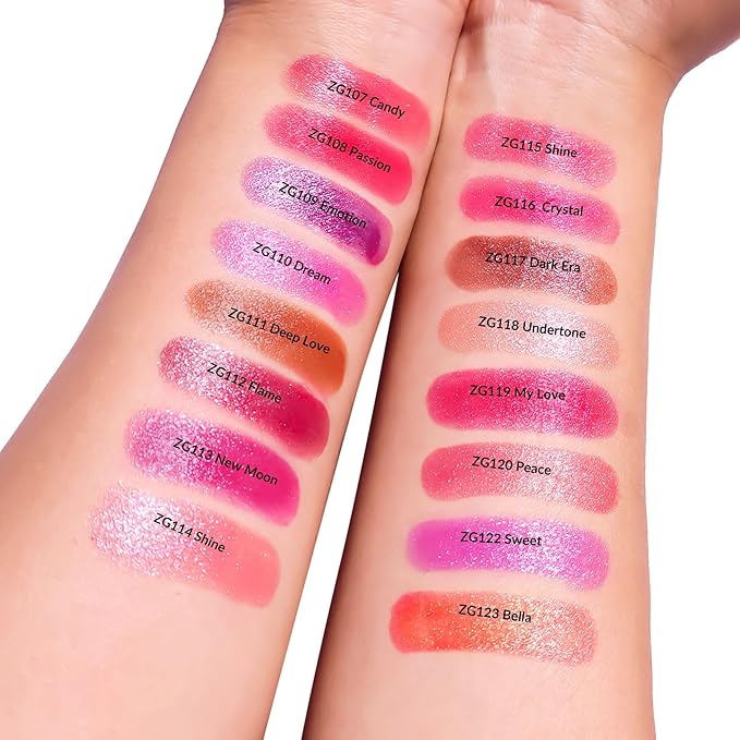 Hot Pink Brown Nude Lipstick Set for Women Shimmer Tinted Lip Balm Hydrating Moisturizing Lipstick Cruelty Free Lip Makeup, DM110/117/118
