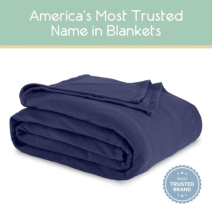 Microfleece Queen Size Blanket | Supersoft Lightweight Throw Blanket | All-Season Comfort | Navy