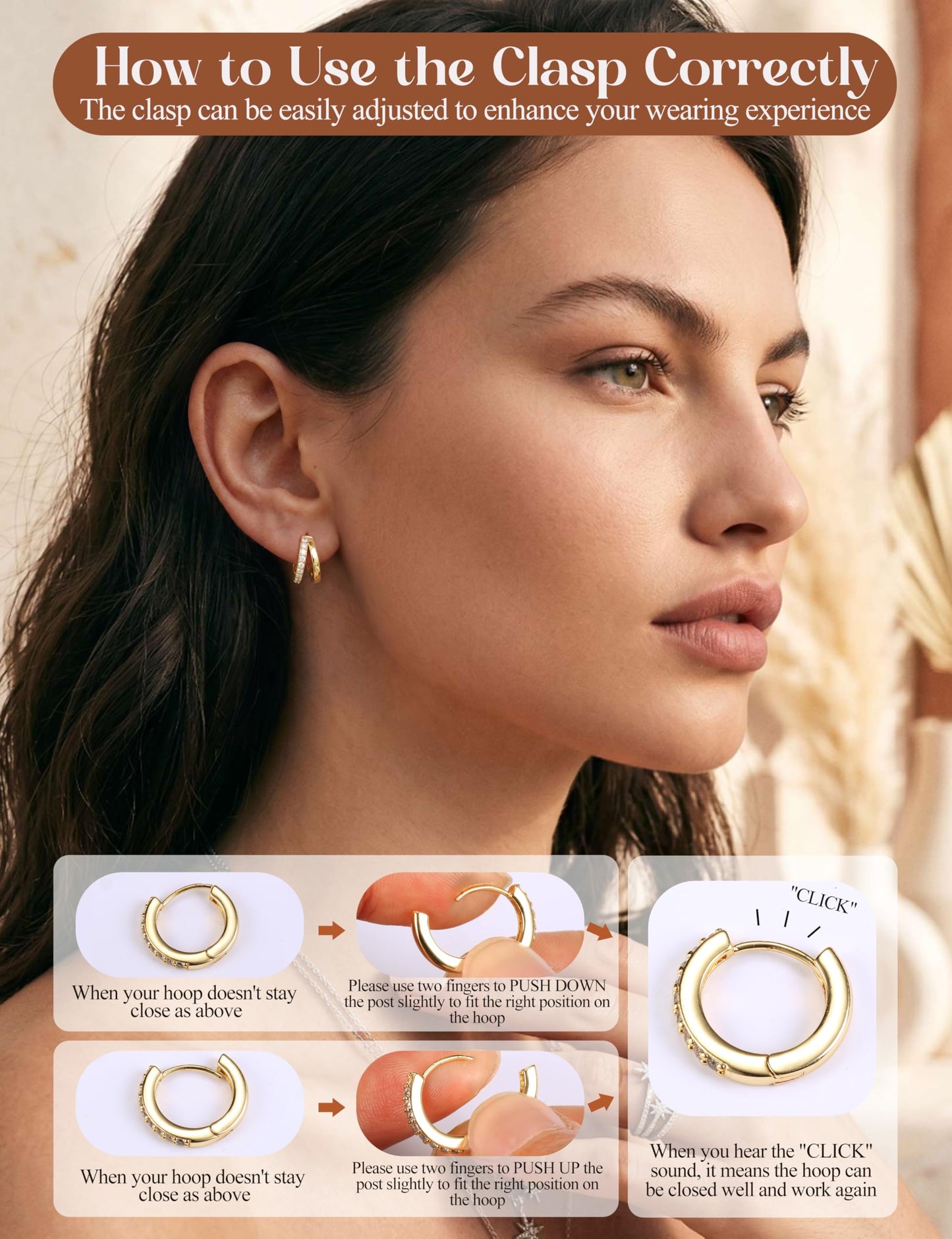 MILACOLATO 925 Sterling Silver Earrings for Women, 14K Gold Plated Small Huggie Hoop Earrings, Single CZ Double Hoop Earrings Stacks Trendy Jewelry Gifts