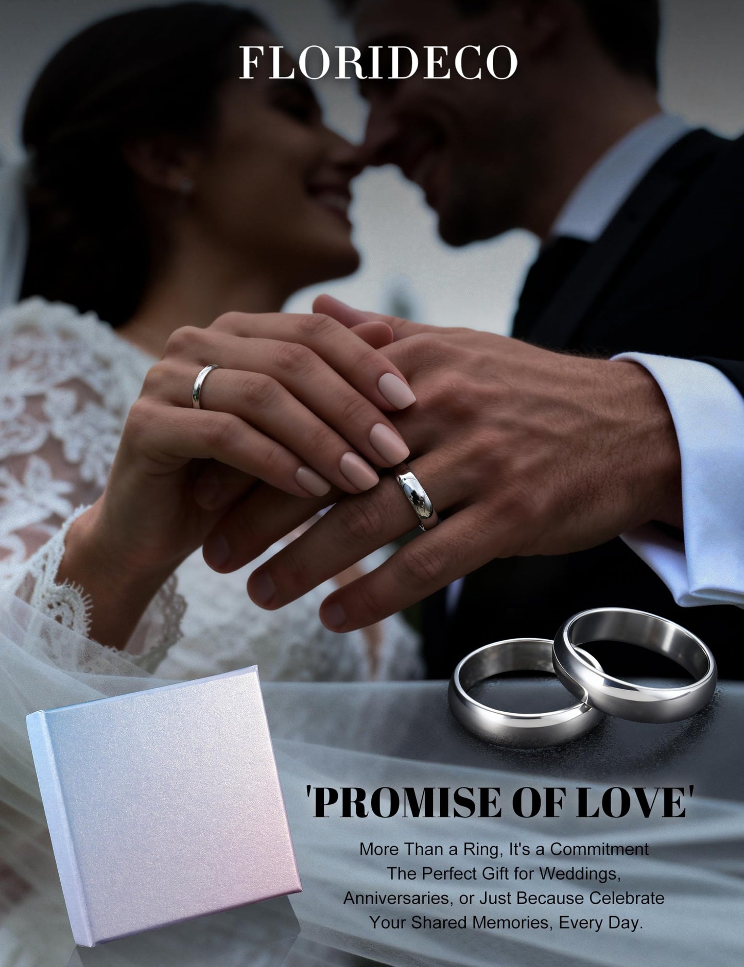 Florideco 12mm Stainless Steel Ring Wedding Bands for Women Mens Ring Wedding Band Plain Dome High Polished Size 10