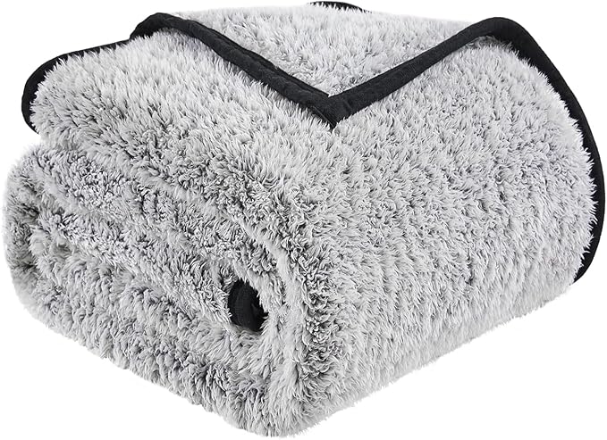 EMME Fuzzy Blanket Soft Fleece Throw Blankets for Women, Fluffy Sherpa Throws(Black,108"x90")