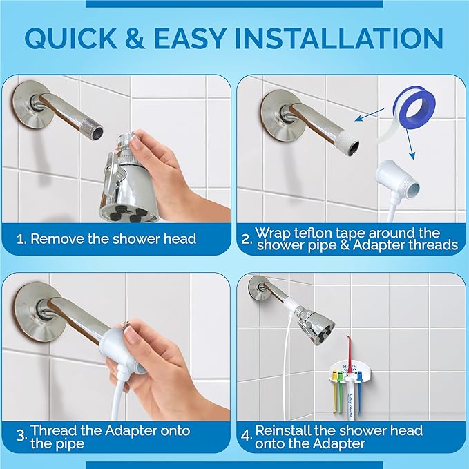 Oral Irrigator Shower Dental Care System | Advanced Shower Water Flosser for Healthy Gums and Teeth | Shower Flosser | Dental Water Flosser for Superior Dental Hygiene at Home | Made in U.S.A.