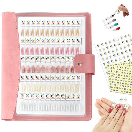 vnjaoi 60 Magnetic Nail Swatch Book,Leather Nail Color Display Book with 72 Magnetic Tips & Number Labels,Professional Detachable Page Design Nail Salon Color Display Book for Easy Preview & Storage