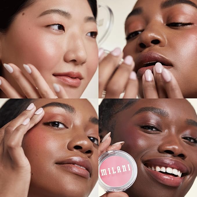 Milani Blush Makeup – Cheek Kiss Cream Blush for Cheeks, Buildable Cream-to-Gel Blusher & Lip Tint, Dewy Natural Color, Hydrating - Blushing Berry