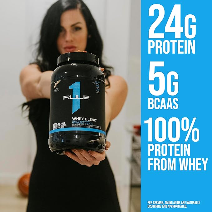 Rule One Proteins, R1 Whey Blend - Chocolate Fudge, 24g Fast-Acting Whey Protein Concentrates, Isolates, and Hydrolysates Per Serving, with Naturally Occurring EAAs and BCAAs, 2lbs