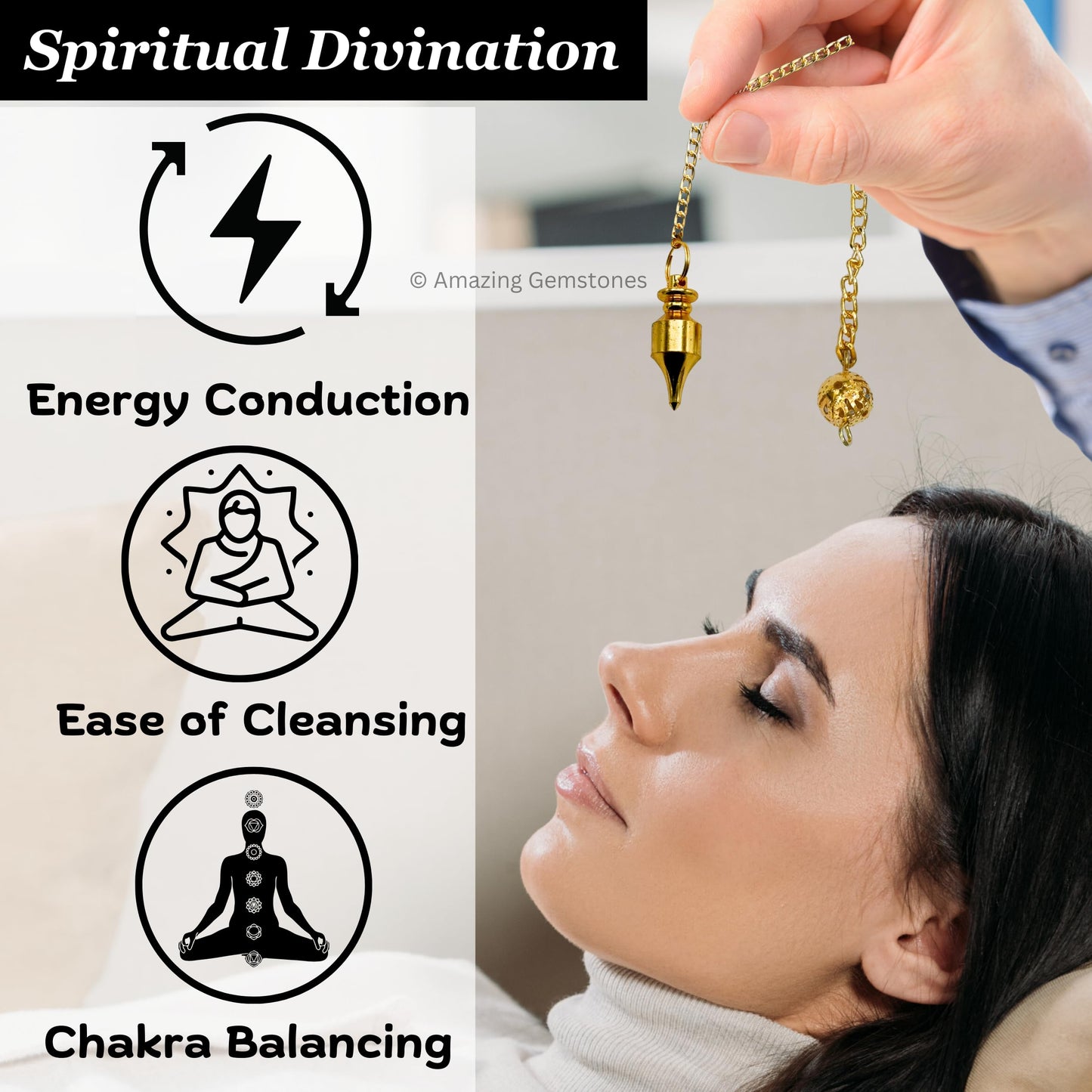 Amazing Gemstone Healing Metal Pendulums for Divination, Gold Long Point Steel Copper Pendulum High Energy Pendulo de Bronce Pendulos de Mesa MP32
