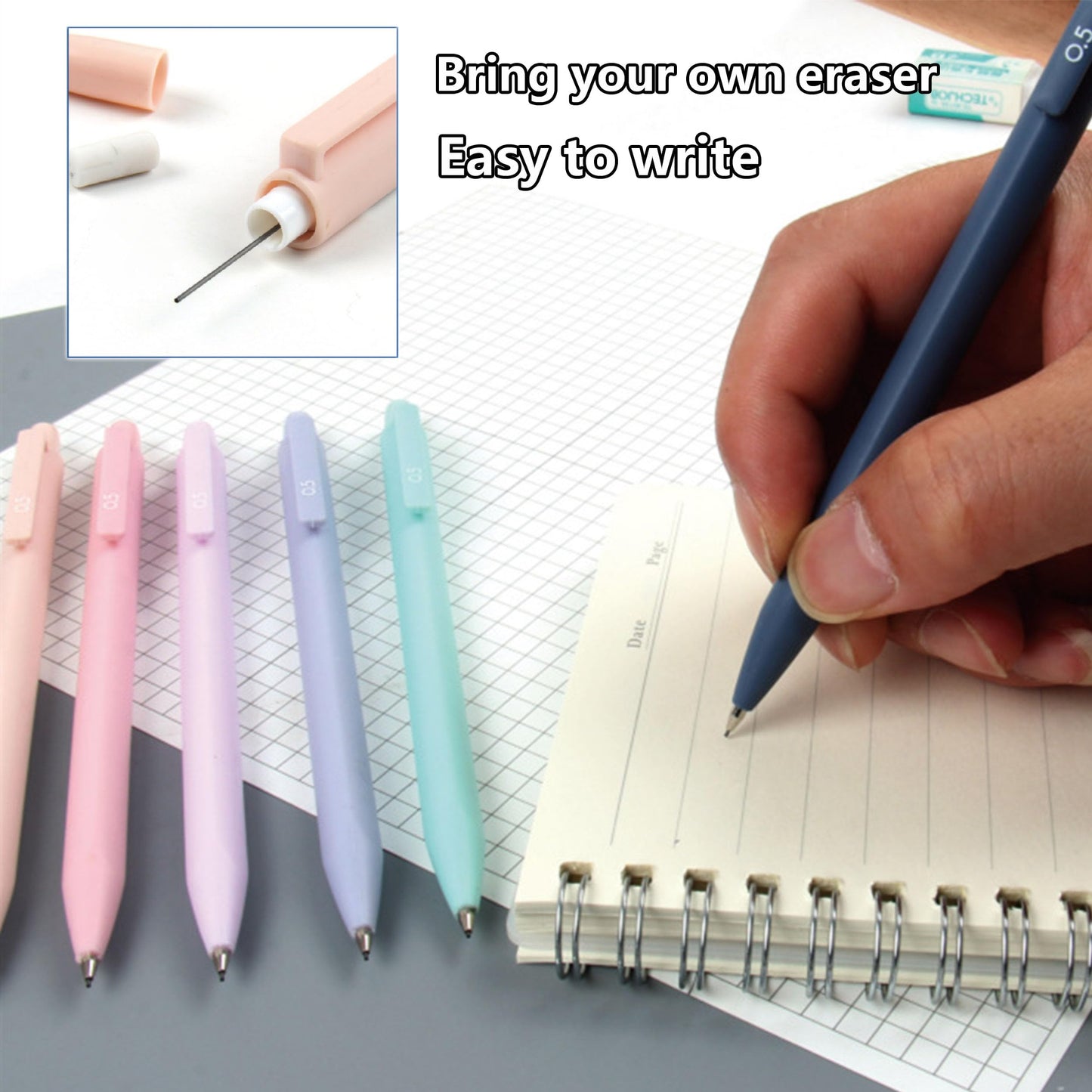 42 Pcs Big Capacity Pencil Pouch with Aesthetic School Supplies, 12 Pastel Highlighters, 5 Black Ink Gel Pens, 6 Mechanical Pencils Set 0.5 & 0.7mm, Sticky Notes, Stationary Set for Student(Purple)