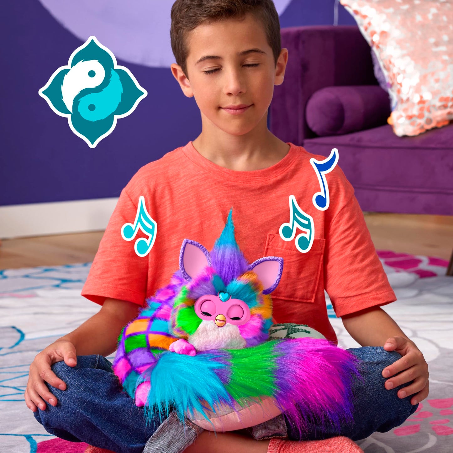 FURBY DJ Interactive Toy, Neon Star, Snuggly Electronic Plush, Music, Lights, Motion, & Games, Speaks English & Furbish, 32 in Long, 6+ Years (Amazon Exclusive)
