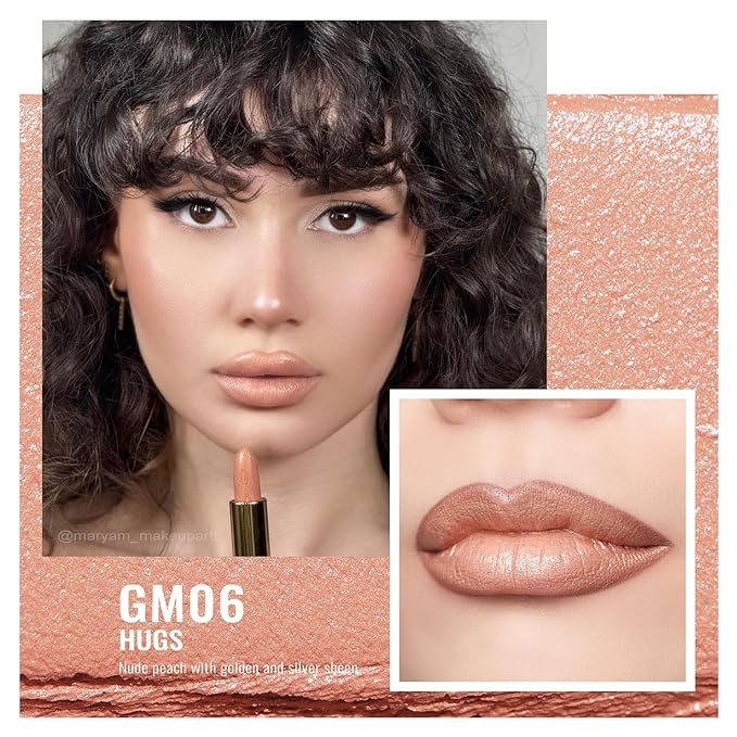 Oulac Metallic Nude Lipstick Set 3PCS High Impact Lipcolor with Moisturizing Formula, Vegan Beauty, Full-Coverage Lip Color, Gift Lipstick for Women, 4.3g X 3PCS, 13+26+GM06
