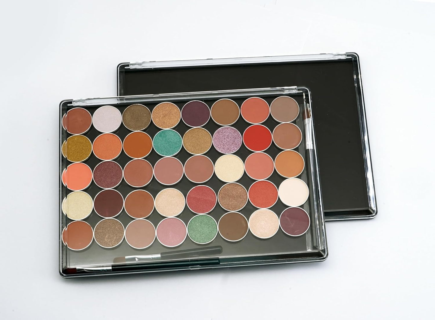 2 Pack XL large Magnetic Makeup Palette with Clear Top, Empty Cosmetics Pan Dispensing Storage Box with 40pcs Metal Sticker for DIY Eyeshadow Lipstick Blush Powder- 9.25'' x6.57''