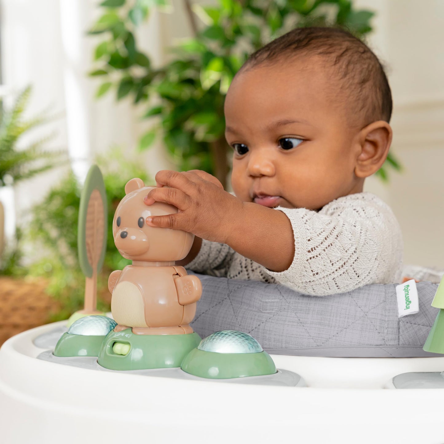 Ingenuity Spring & Sprout 2-in-1 Baby Activity Center Jumper and Table with Infant Toys - Ages 6 Months +, First Forest