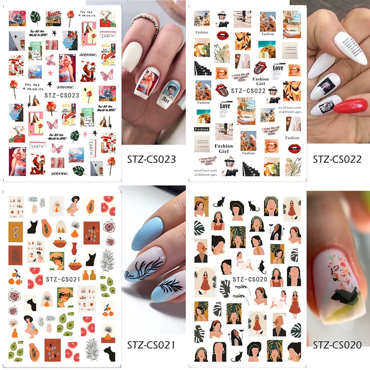 18 Sheets Colorful Nail Art Stickers with 8 Sheets Animal Nail Art Stickers