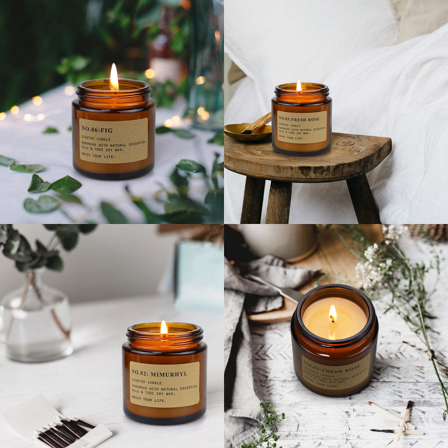 MOULENGGU 6 Pack Candles for Home Scented Aromatherapy Candle Gift Set for Women Soy Wax Long Lasting Amber Jar Candles Gift for Birthday Mother's Thanksgiving Day Present