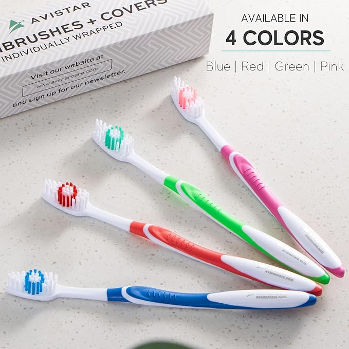 4 Pack Toothbrushes for Adults - Individually Wrapped Medium Bristle Toothbrushes with Covers - Green - Convenient & Affordable Dental Care for Travel, Hotels, Airbnb, Missions & More