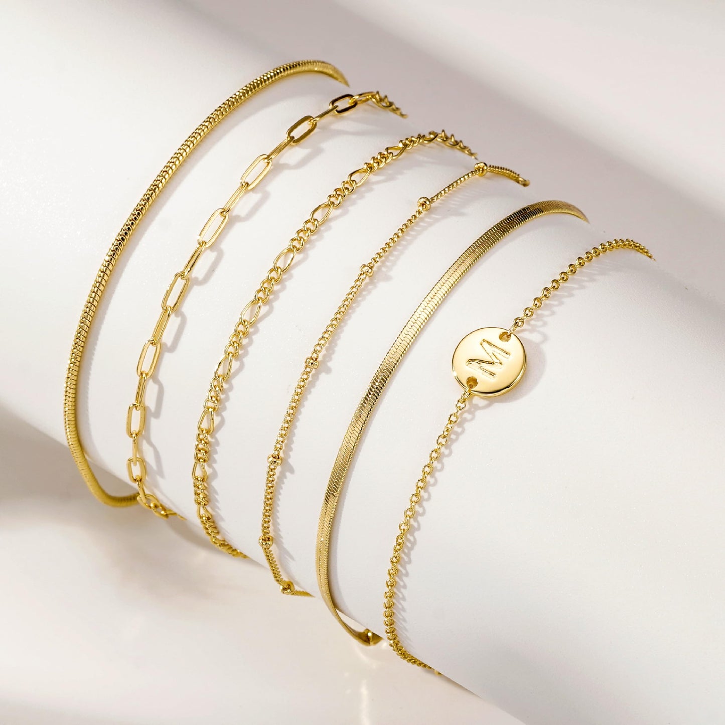 Lydow Bracelets for Women, Stack Jewelry Set Initial Z Chain Stackable Letter Teen Accessories Pulseras Para Mujer 6 Inch 6PCS