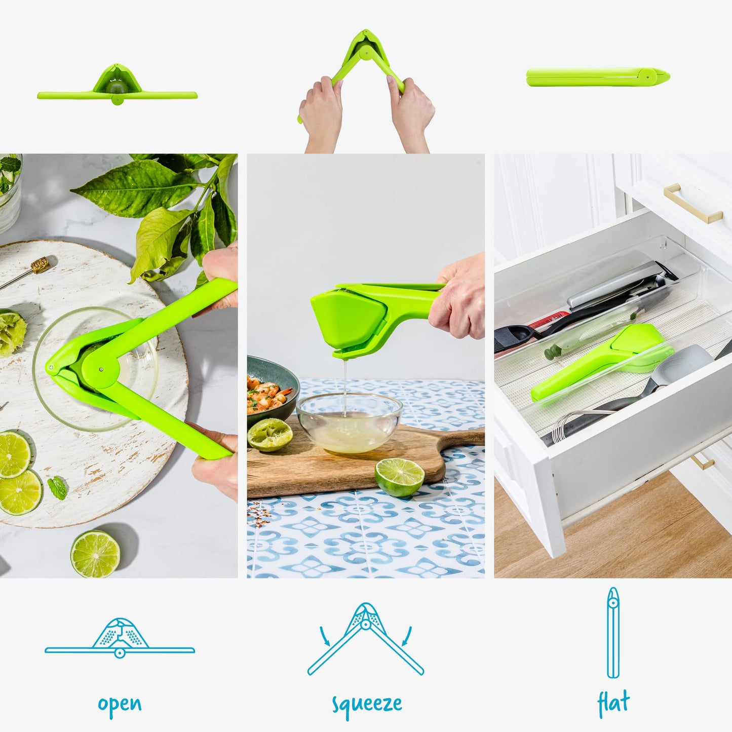 Dreamfarm Original Lime Fluicer Easy-Squeeze Fold-Flat Citrus Juicer - 9 Inch, Suits Lime Only