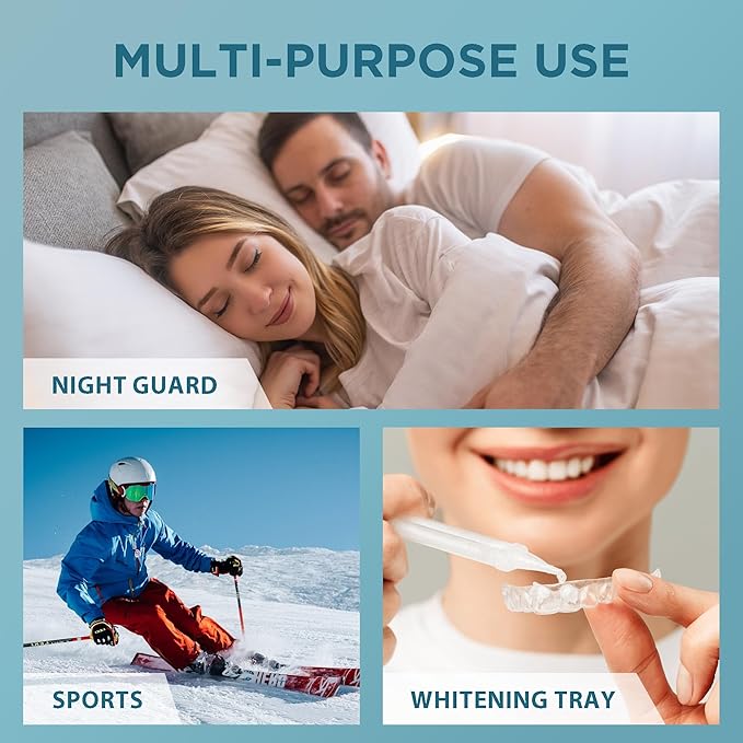 Mouth Guard for Grinding Teeth at Night: Night Guards for Teeth Clenching Custom Fit for Nighttime Protection 4 Pack + 20 Cleansing Tablets
