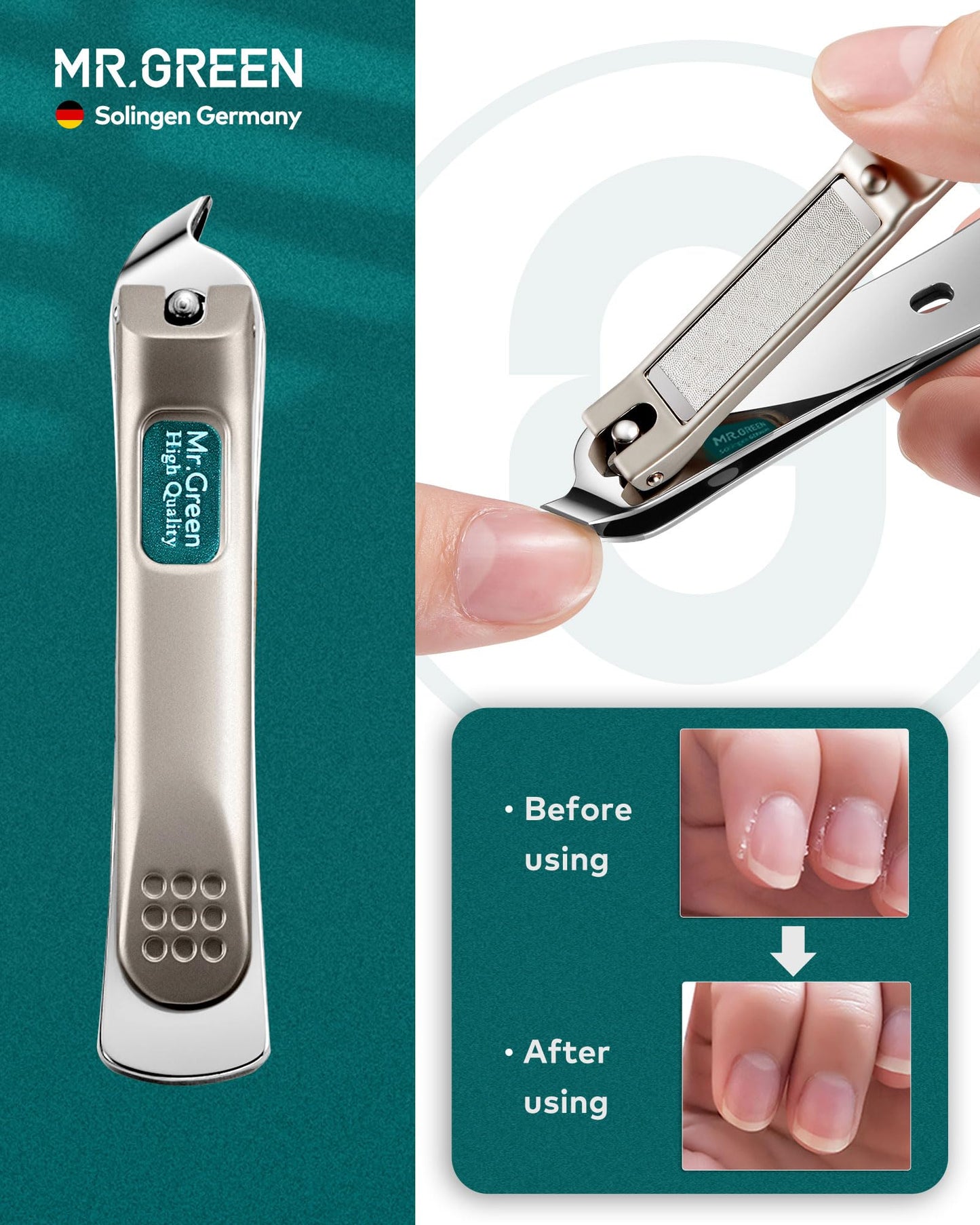 MR.GREEN Nail Clipper 4Pcs Set, Stainless Steel Manicure Pedicure Set, Medical Grade Grooming Kit with Travel Case Gift Box for Man & Woman