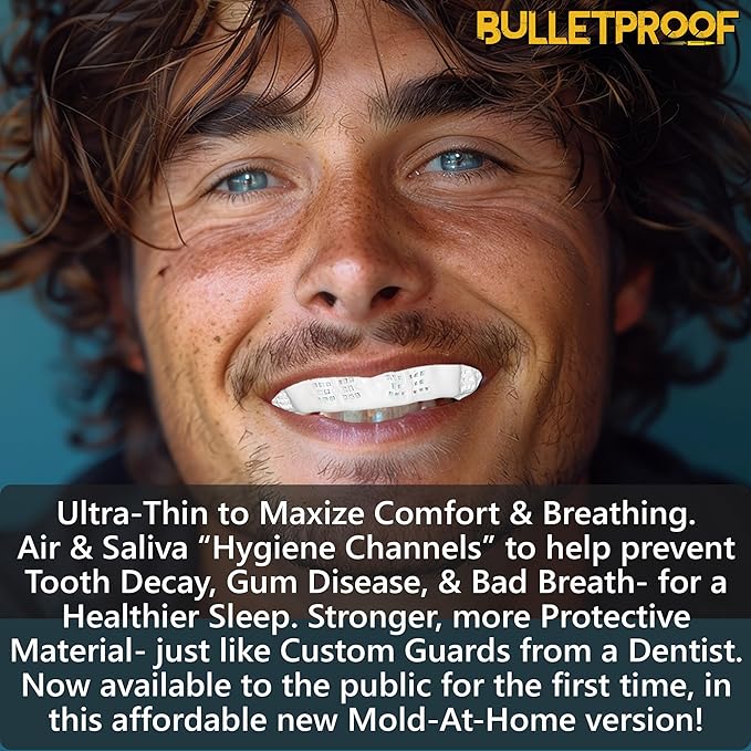 BulletProof Night Guard: World’s Thinnest Mouth Guard For Grinding Teeth At Night. TMJ Bite Clenching Mouthguard For Sleeping. Women Men Nighttime Dental Bruxism Relief Nightguard for Sleep Adult Kids
