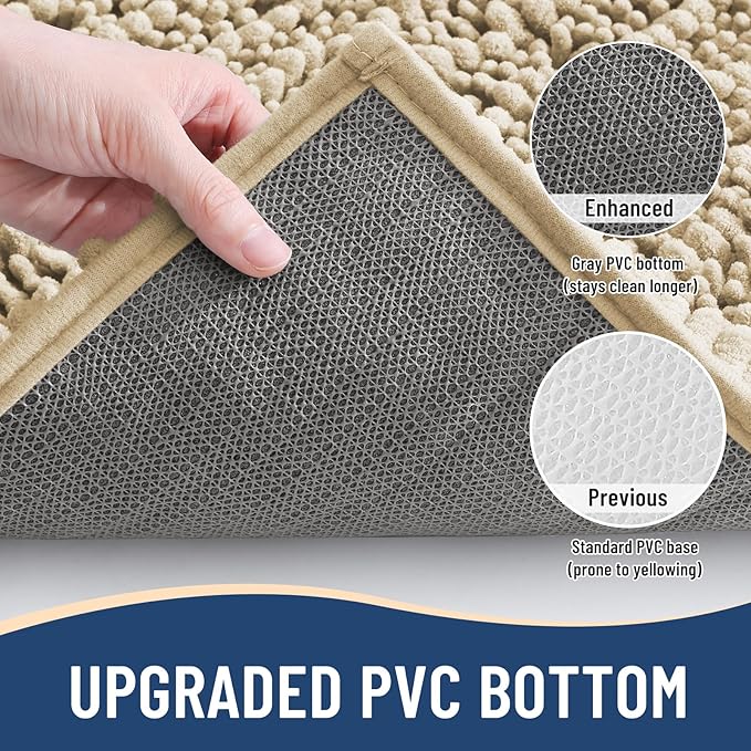 Arotive Luxury Chenille Bathroom Rug Mat, Extra Soft Thick Absorbent Shaggy Bath Rugs, Non-Slip Machine Wash Dry, Plush Bath Mats for Bathroom, Shower and Tub, 24x16, Beige