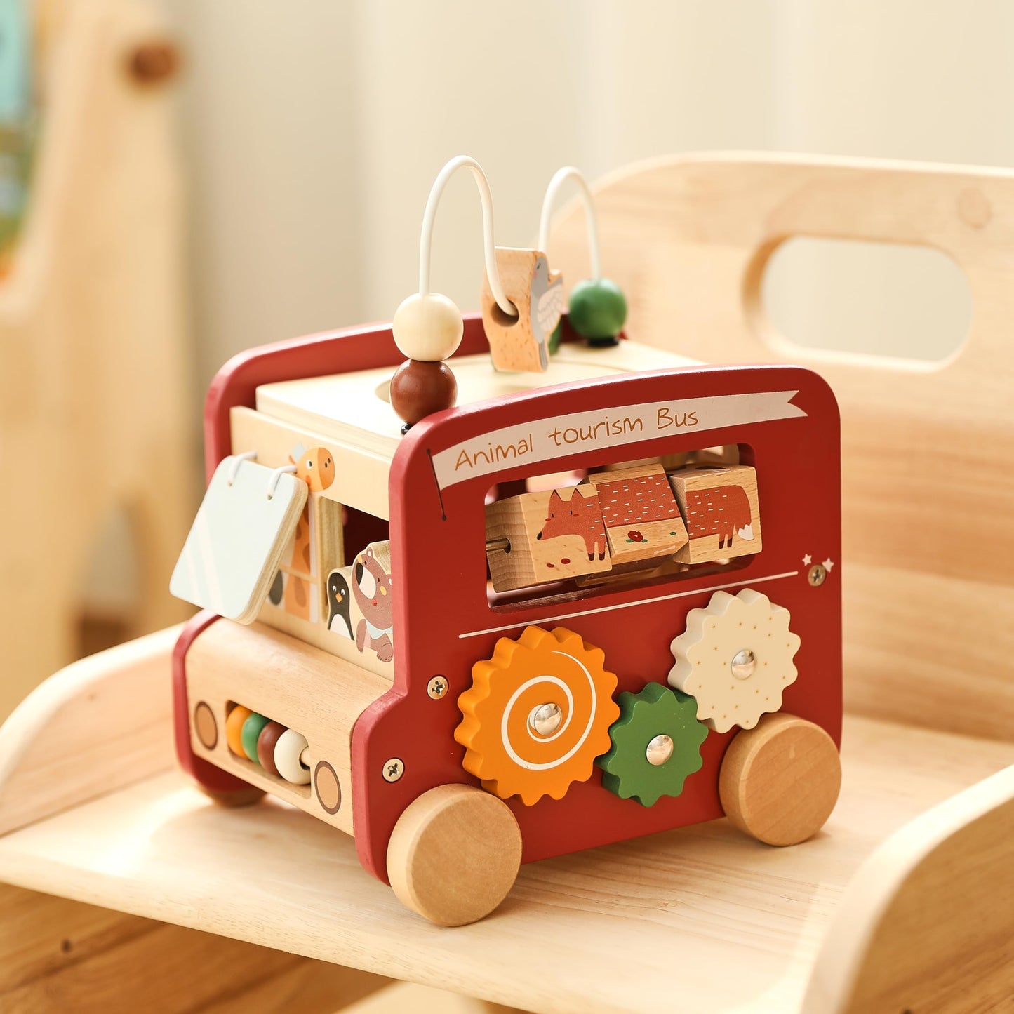 EERKEOD Wooden Activity Cubes for Toddlers Montessori Toys for Boys Girls Educational Learning Toys for Kids Wooden Toys for First Birthday Gift