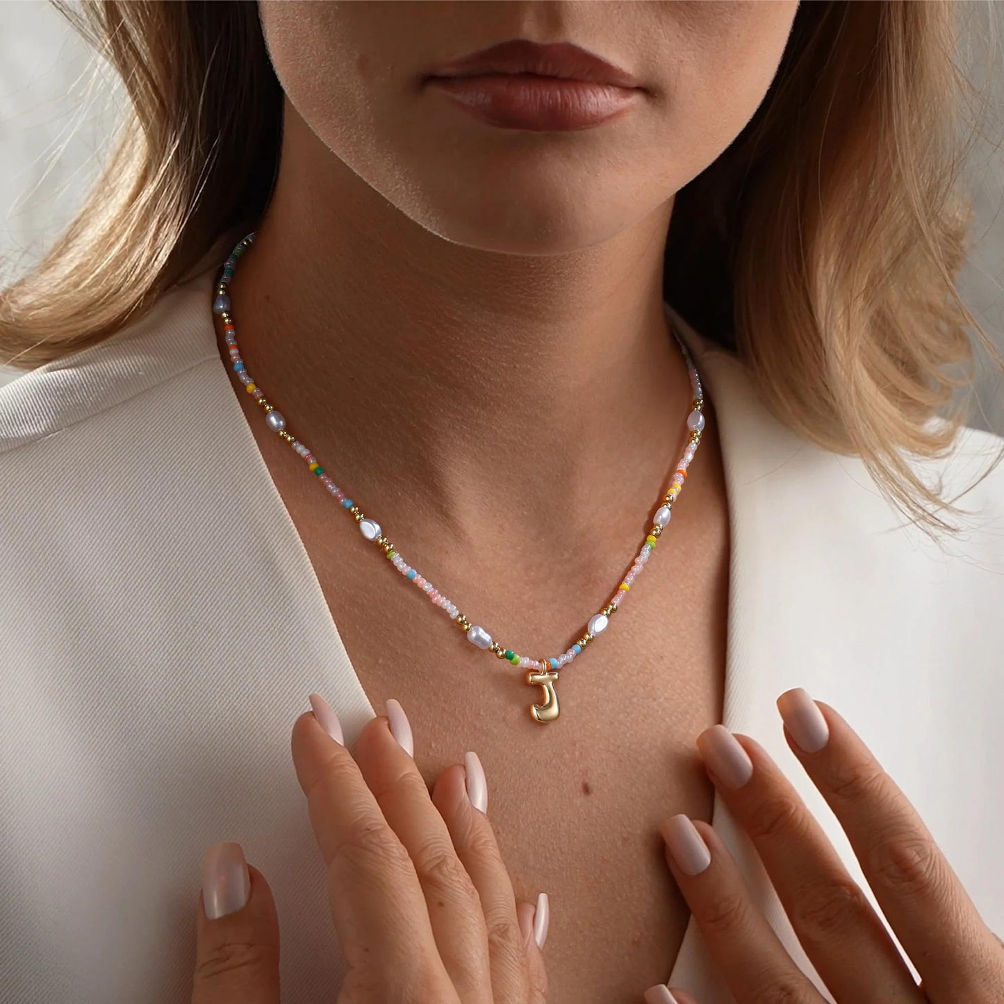 Ritach Birthday Gifts for Girls - R Letter Necklace Bubble Gold Initial Necklaces for Women Beaded Necklace for Girl Gifts for 7 8 9 10 11 12 Year Old Girl Birthday Gift for Girls Jewelry