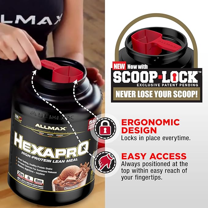 ALLMAX HEXAPRO, Chocolate Peanut Butter - 2 lb - 25 Grams of Protein Per Serving - 8-Hour Sustained Release - Zero Sugar - 21 Servings
