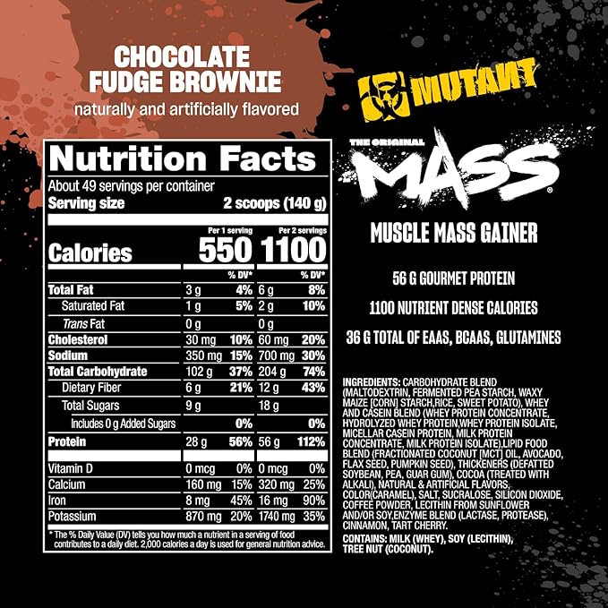 Mutant Mass Weight Gainer Protein Powder - Mass Builder for Bulking and Lean Mass Gainer, The Weight Gainer Men Need to Bulk up – 15 Pound – Triple Chocolate