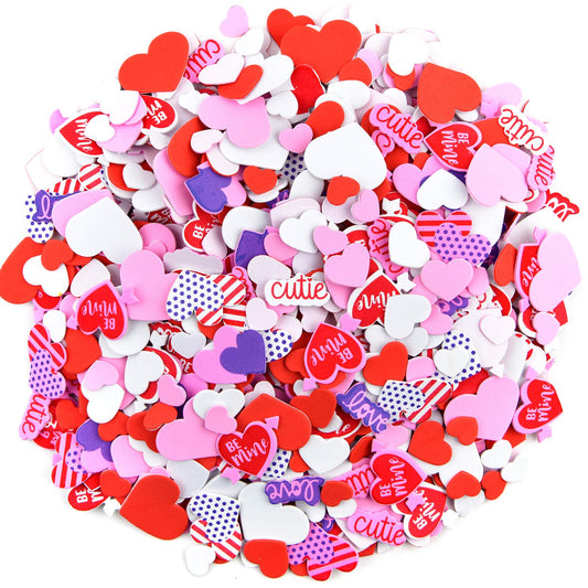 900 Pieces Foam Heart Stickers Colorful Valentine Foam Heart Shaped Stickers Self-Adhesive Decals Greeting Envelope Card Scrapbook Decorations for Wedding Classroom Handmade Art Craft DIY Supplies