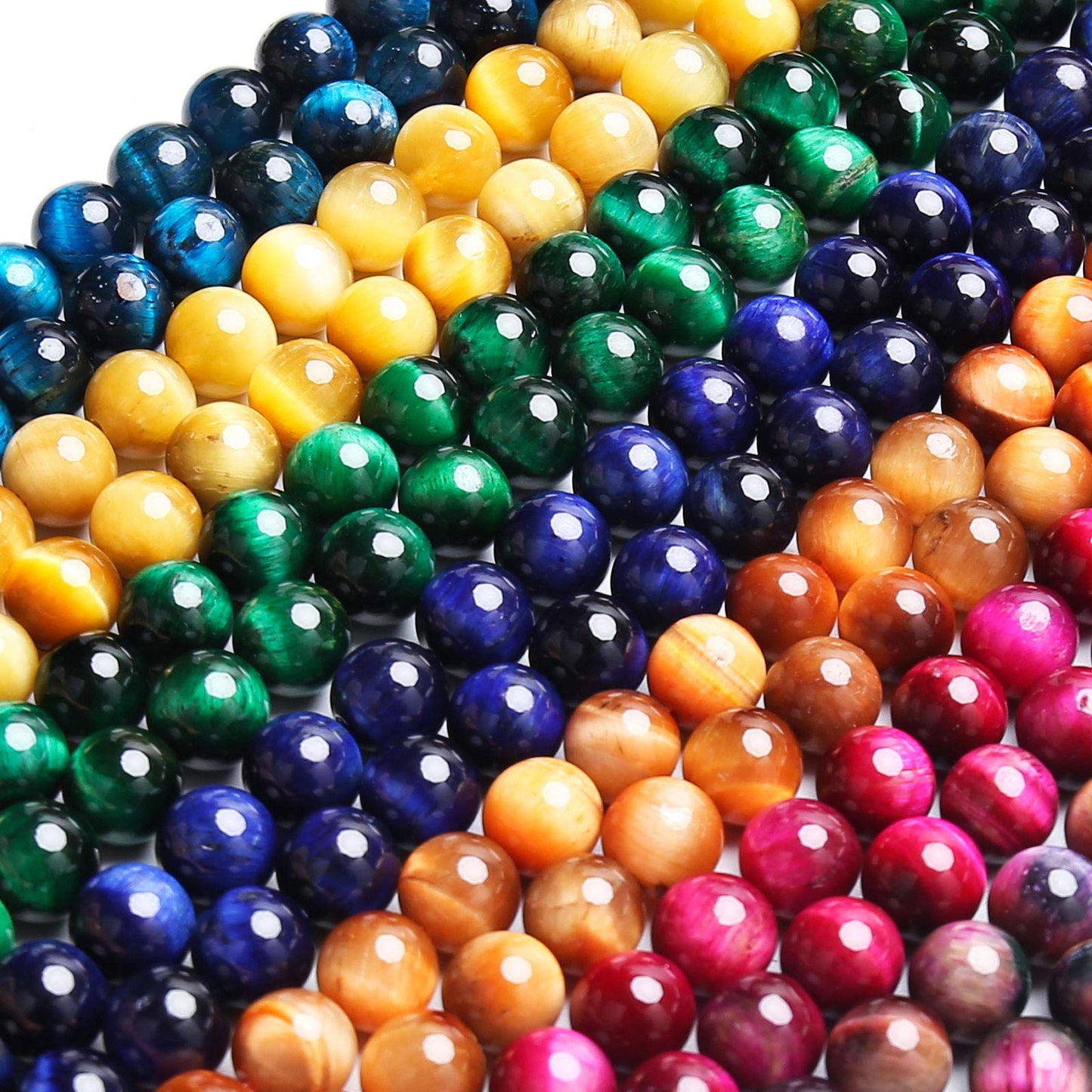 Natural Green Tiger Eye Beads, Grade AAA Gemstone Round Loose Beads 10MM 40PCs Bulk Lot Options, Semi Precious Stone Beads for Jewelry Making